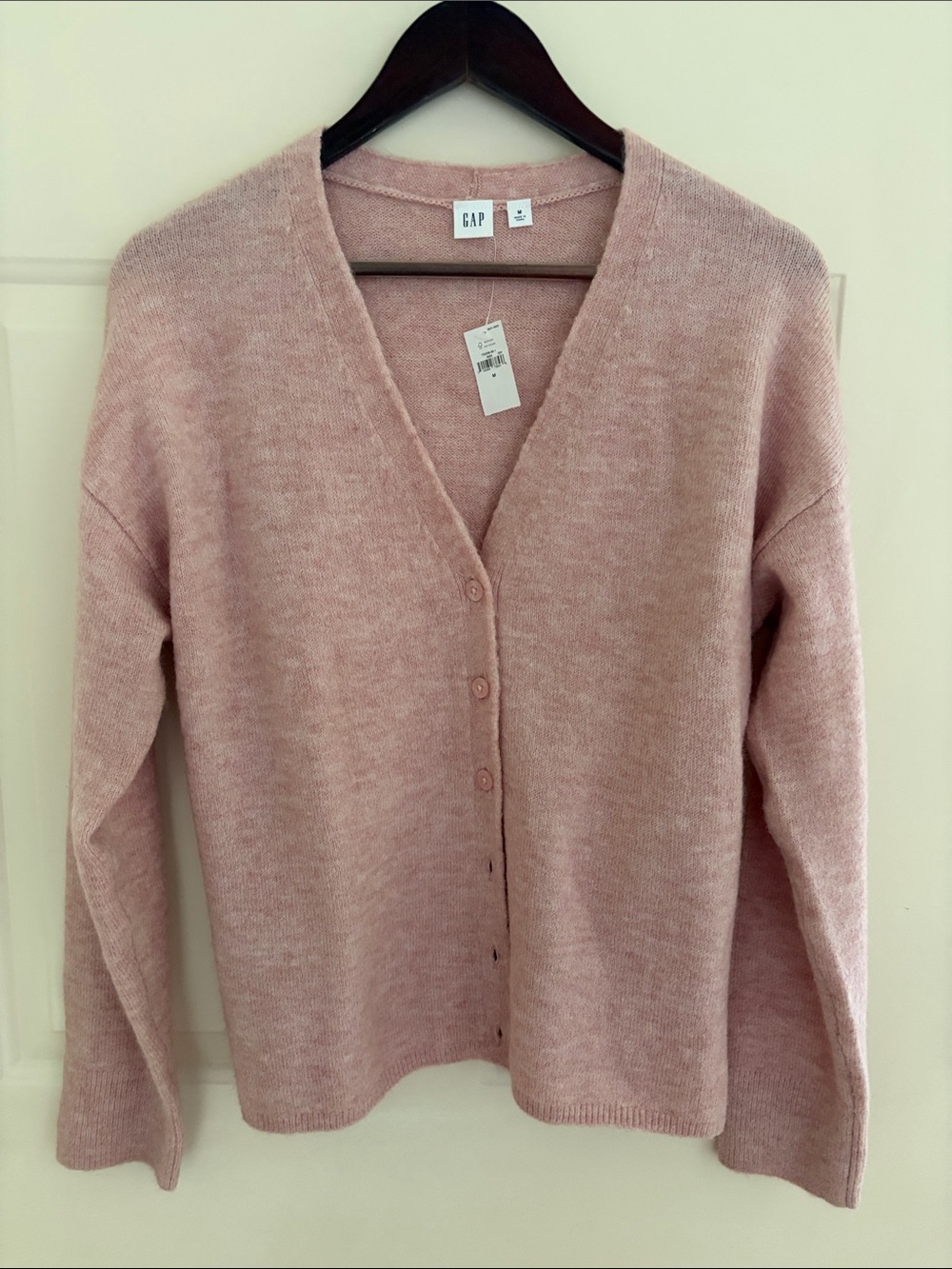 GAP Dusty Rose V‑Neck Button Cardigan